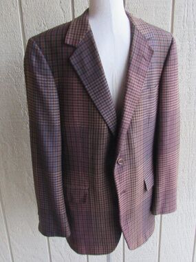 Mens Cashmere Sports Coat Blazer 40 Colorful Gray Tan Blue Herringbone Lebow